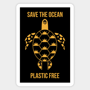 Save The Ocean Keep The Sea Plastic Free Turtle Scene Magnet